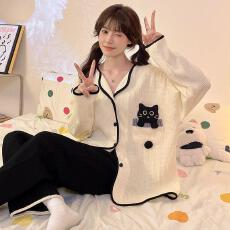批发量大价优26年仿棉华夫格180g简约双长开衫家居服秋季直播高品