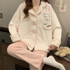 批发量大价优26年双面法兰绒240g开胸开衫套装家居服冬季直播高品