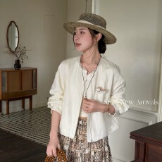 批发韩系圆领压褶拼接棒球服外套女2026春夏小个子宽松休闲设计感<b class='q'>上衣</b>