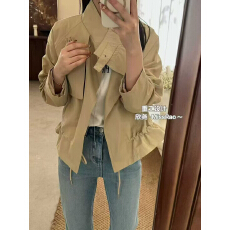 批发韩系立领短款风衣外套女2026春季新款宽松显瘦抽绳气质<b class='q'>百搭</b>上衣潮