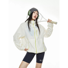 批发美式<b class='q'>户外</b>撞色防晒衣女夏防紫外线轻薄连帽防晒外套