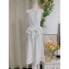 批发ANNATTO 仲夏夜 原创蝴蝶结挂脖荷叶边上衣<b class='q'>蕾丝</b>裙摆蓬感半裙<b class='q'>套装</b>