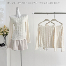 批发粉红 PINK |“高知御姐”ins风气质一字领修身蕾丝上衣1081-35