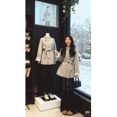 批发高级感灰色毛呢外套女2025秋冬新款系带收腰妮子<b class='q'>大衣</b>小个子超好看