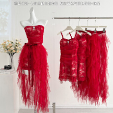 批发Catyears猫年 挚爱幻想~长款圣诞主题套裙 复古蕾丝包臀裙+拖尾