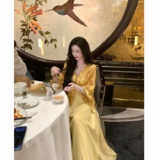 批发【雅乔定制】金玉浮图 宽松<b class='q'>蝙蝠</b>袖假两件提花<b class='q'>连衣裙</b>DYHF-26012104