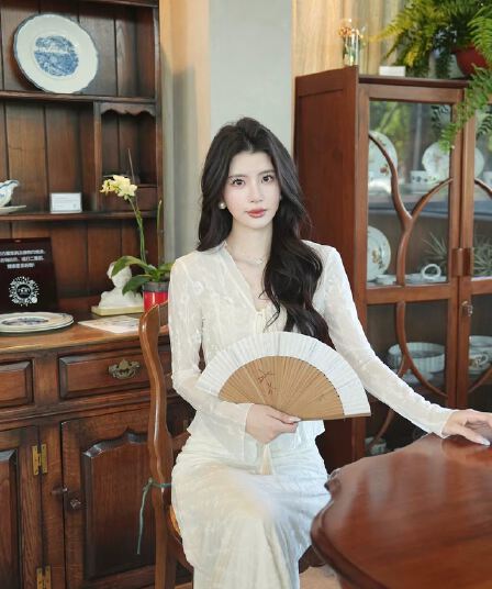 kun 캐럿 연인 어려운 빛을 잊어 버려 센스 신축성 자카드 원단 전체 슬림해 보이는 자외선 차단 봄 여름 데이트 세트