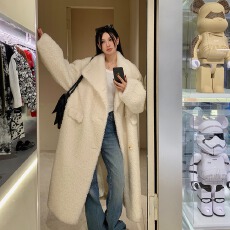 批发工厂直销2025新款羊羔毛皮草女中长款皮毛一体大衣休闲外套设计感