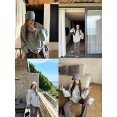 批发实拍实价 早秋趣味卡通<b class='q'>印花</b>长T恤宽松百搭慵懒打底＋咖色卡通裤