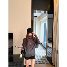 批发实拍实价 复古灰色<b class='q'>宽松</b>蝙蝠袖长袖针织衫女装秋季气质上衣