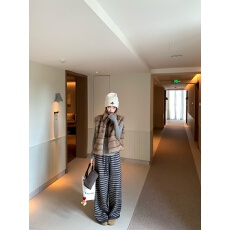 批发实拍实价 早秋灰色磨毛打底上衣针织<b class='q'>条纹</b>裤仿皮草绒毛马甲背心