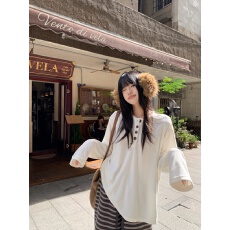 批发实拍实价 韩系粉白两色亨利领长袖<b class='q'>t</b><b class='q'>恤</b>打底衫针织条纹<b class='q'>裤</b>套<b class='q'>装</b>