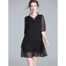 批发<b class='q'>连衣裙</b>夏2026新款时尚减龄小个子波点宽松裙杭州<b class='q'>桑蚕丝</b>法式裙