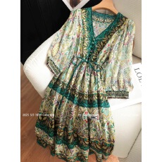 批发2026新款气质小个子收腰定位印花重磅桑蚕丝真丝<b class='q'>连衣裙</b>女