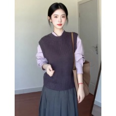 批发多巴胺紫色针织外搭叠穿马甲背心女2026新款早秋季韩系巨好看上衣
