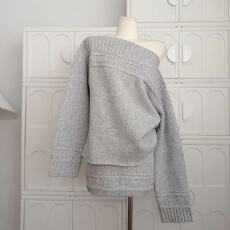 批发chooouan_100%90s17.5微米羊毛特殊提花一字领套头毛衣/针织短裙