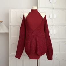 批发莫欣欣 红色<b class='q'>挂</b><b class='q'>脖</b><b class='q'>连衣裙</b>女冬季圣诞节内搭背心裙包臀裙辣妹短裙子