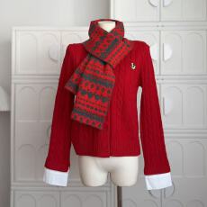 批发OKMASHOP 红色<b class='q'>毛衣</b>外套女开衫冬季圣诞氛围感穿搭气质修身针织衫