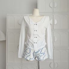 批发titi小姐姐【盐系少女】长袖T恤女春白色纯欲薄款高级感<b class='q'>打底</b>上衣