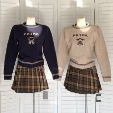 批发文文私服 撞色学院风套头针织衫毛衣➕格纹<b class='q'>百褶</b><b class='q'>短裙</b>
