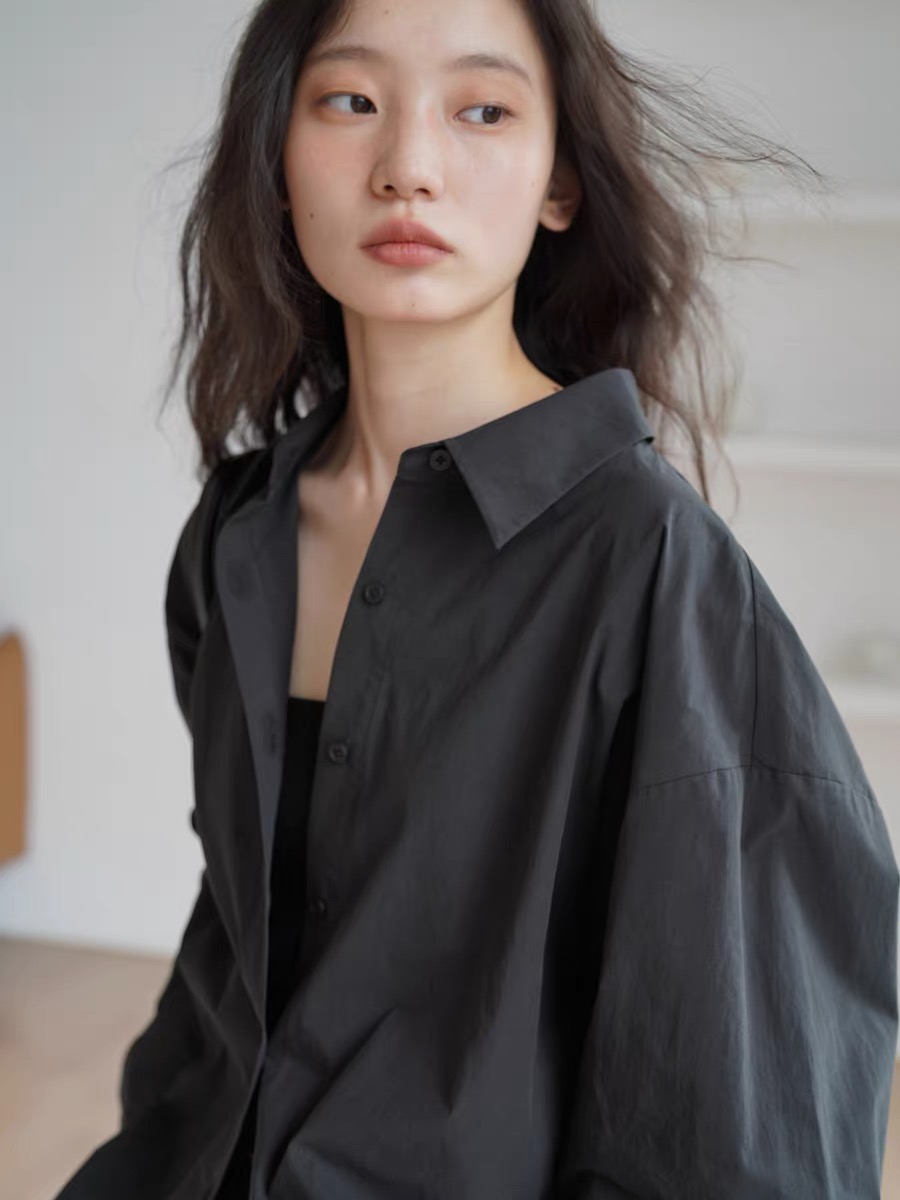 eighthmonth 검정색 셔츠 여성 긴 소매 작은 대중 품격 프랑스식 셔츠 봄 가을 새로운 맨위