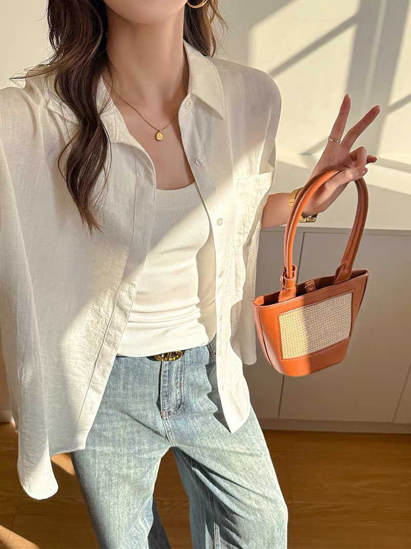 아마 통기성 긴팔 셔츠 여성 여름 얇은 스타일 루즈핏 자외선 차단 에어컨 의류 느긋한 오래된 돈 바람 외출용 맨위