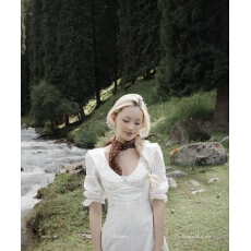 批发夏洛特庄园'法式白色<b class='q'>连衣裙</b>女夏季新款收腰显瘦短裙