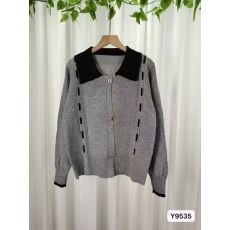 批发实价秋冬新款<b class='q'>韩版</b>甜美减龄拼色娃娃领蝴蝶结纽扣长袖开衫上衣女