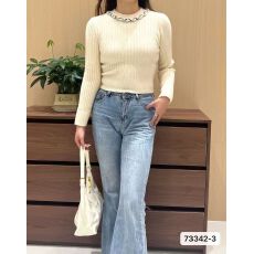 批发实价秋冬新款设计感别致翻领<b class='q'>不规则</b>条纹针织长袖上衣女