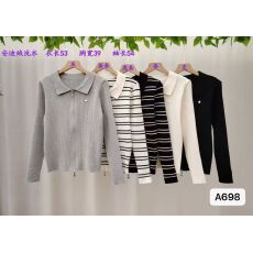 批发实价秋冬新款韩系翻领撞色条纹针织双拉链设计长袖<b class='q'>开衫</b>上衣<b class='q'>女</b>