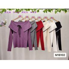 实价秋冬新款韩系甜美减龄蝴蝶结系带纯色针织显瘦长袖上衣女