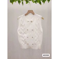 批发实价时尚圆领麻花针织双排扣设计<b class='q'>背心</b>马甲