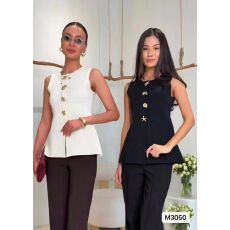 批发实价法式气质收腰别致纽扣设计背心<b class='q'>开衫</b>上衣女