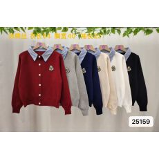 批发实价法式温柔风<b class='q'>衬衣</b>领拼接<b class='q'>假两件</b>长袖开衫上衣女