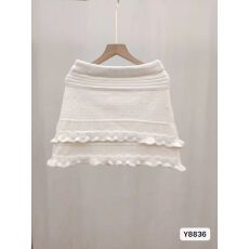 批发实价韩系抽绳显瘦针织木耳边蛋糕A字裙