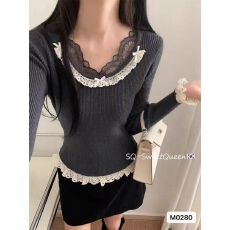 批发实价<b class='q'>甜美</b>少女风时尚蕾丝花边针织长袖上衣女