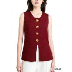 批发实价高级感别致纽扣无袖针织开衫<b class='q'>马甲</b>背心