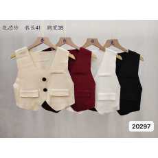 批发实价小香风V领纯色软糯<b class='q'>短款</b>背心<b class='q'>开衫</b>
