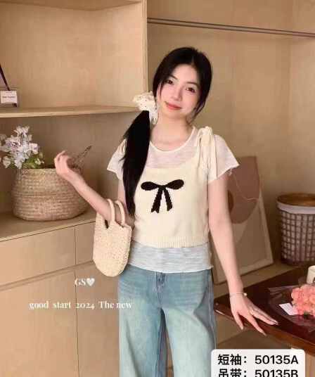 정가 패션 반하이넥 단색 꽈배기 니트 다용도 반팔