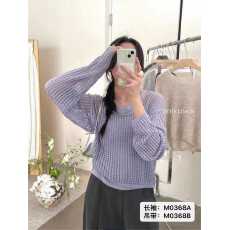 批发实价韩系圆领<b class='q'>宽松</b>镂空防晒针织衫长袖＋百搭纯色吊带