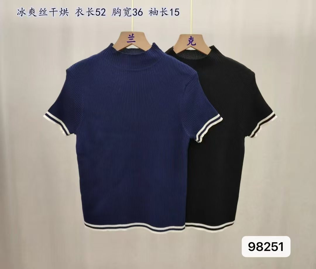 달콤한 핫걸 반하이넥 배색 측면 니트 긍정적 인 어깨 반팔 맨위 여성