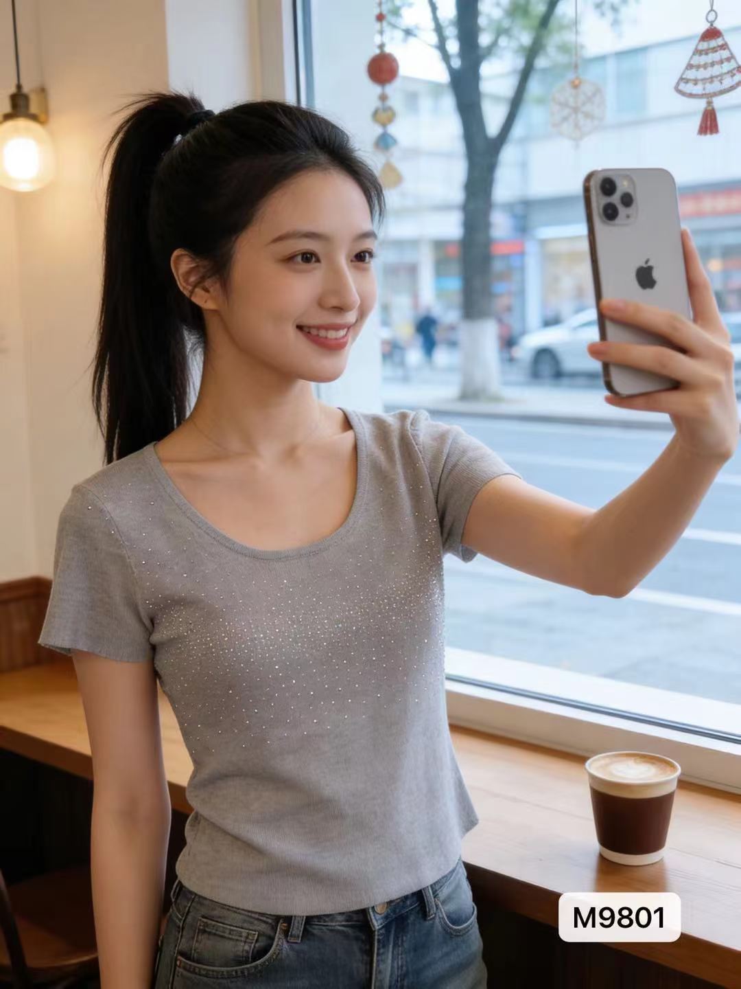 한 부서 라운드 넥 핫픽스 디자인 센스 곡선 밑단 반팔