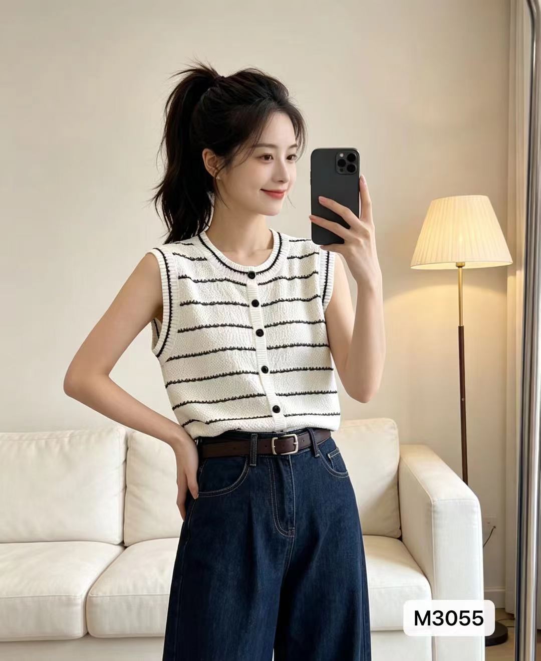 작은 샤넬 스타일 라운드 넥 질감 니트 패치워크 색상 다용도 조끼 오픈 가디건
