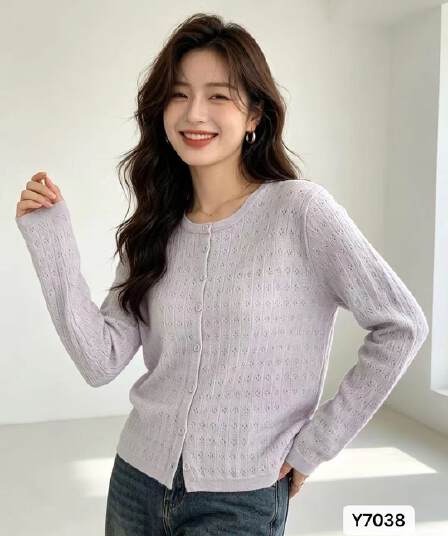 정가 한 부서 달콤함 디자인 센스 라운드 넥 홀로우 아웃 다용도 니트 자외선 차단 의류