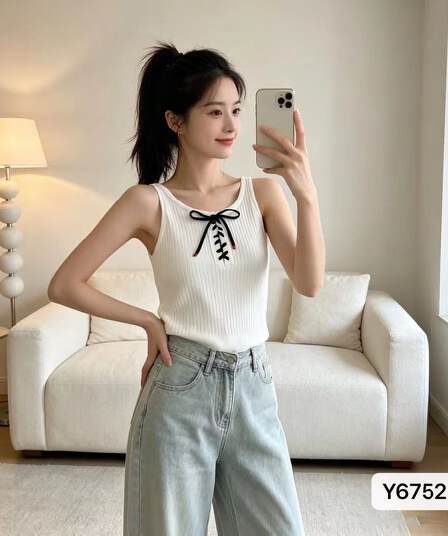 정가 외국 가스 연령 감소 라운드 넥 레이스업 구덩이 기사 슬림해 보이는 풀오버 조끼