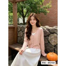 批发实价时尚减龄V领长袖开衫防晒衣+可调节肩带吊带