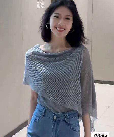 정가 한 부서 품격 비스듬한 어깨 불규칙 숄 망토 패치워크 페이크 레이어드 풀오버 맨위