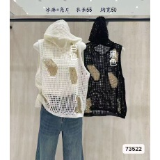 批发实价韩版高级感连帽金丝针织<b class='q'>亮片</b>宽松套头<b class='q'>背心</b>