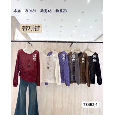 批发实价时尚洋气圆领<b class='q'>镂空</b>软糯亮片针织百搭套头长袖上衣女