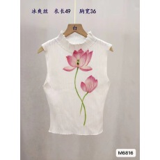 批发实价小众独特设计感半高领<b class='q'>花朵</b>百搭套头背心